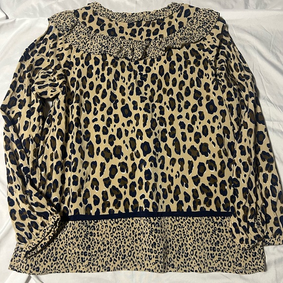 Vineyard Vines Borderline Ruffle Long Sleeve Blouse Women S Cheetah Lined - Picture 11 of 11